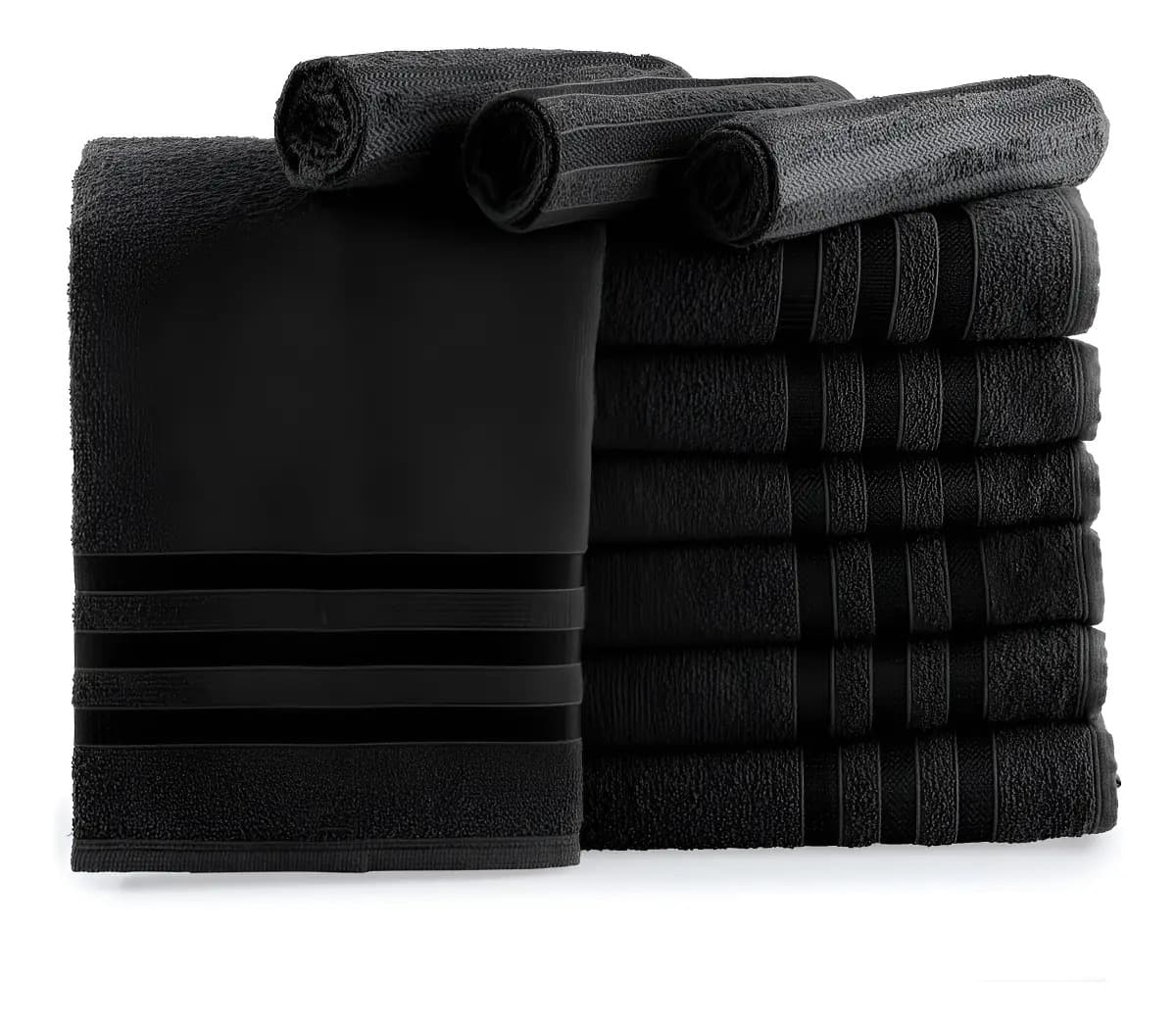 Kit 10 Toalhas De Rosto Para Salão 45x70 - Europa - Color Cor Preto