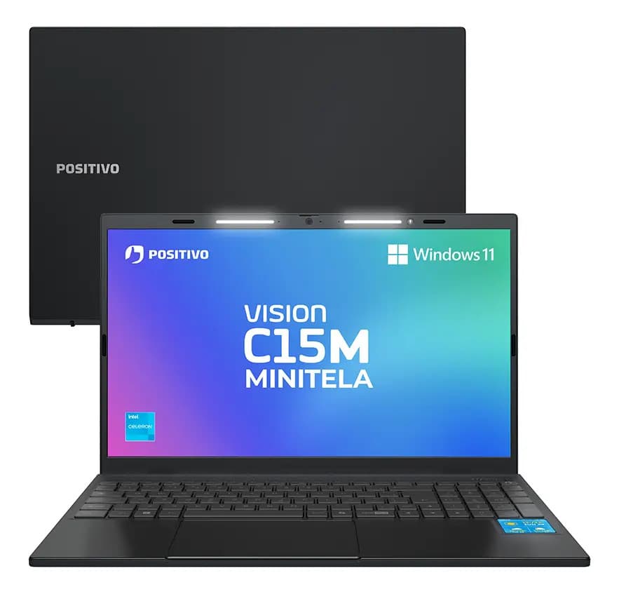 Notebook Positivo Vision C15M Intel Celeron N4500 - 8GB RAM 128GB eMMC - Windows 11 Home Tela 15,6" Full HD IPS Antirreflexo - Minitela e Tecla Copilot - Expansível até 2TB em SSD - Cinza