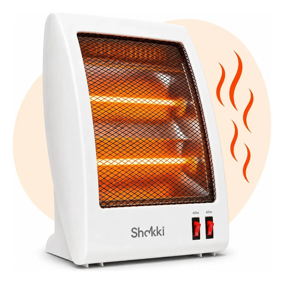 Aquecedor Elétrico Compacto Domestico Quarto Sala Escritório Quartzo Com 2 Potências 400w 800w Portátil Shokki