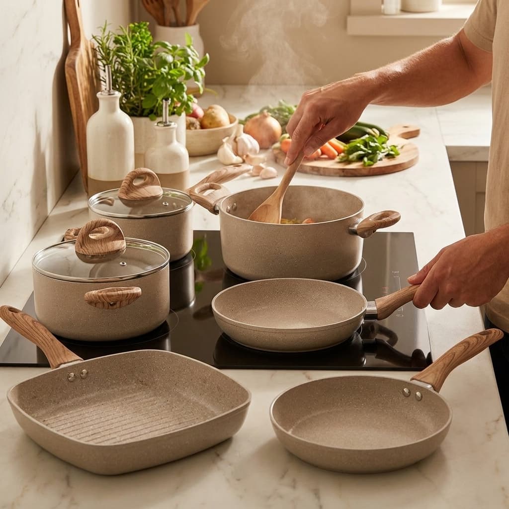 Jogo De Panelas 7 Ceramic Life Smart Plus Areia Brinox
